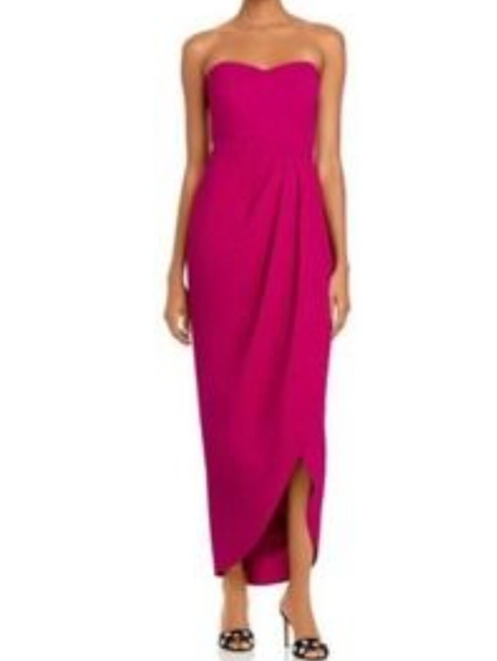 Aqua Strapless Fuchsia Midi Dress with Tulip Front size 10 like new